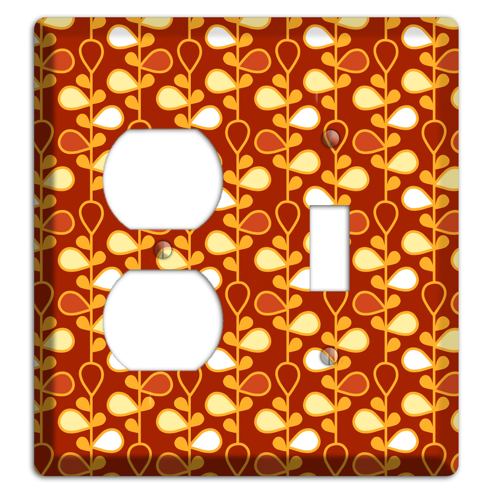 Red with Orange and Yellow Drop and Vine Duplex / Toggle Wallplate