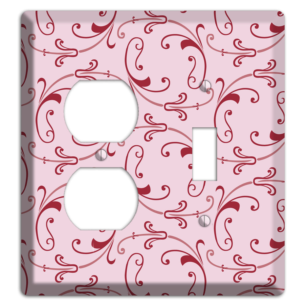 Pink Victorian Sprig Duplex / Toggle Wallplate