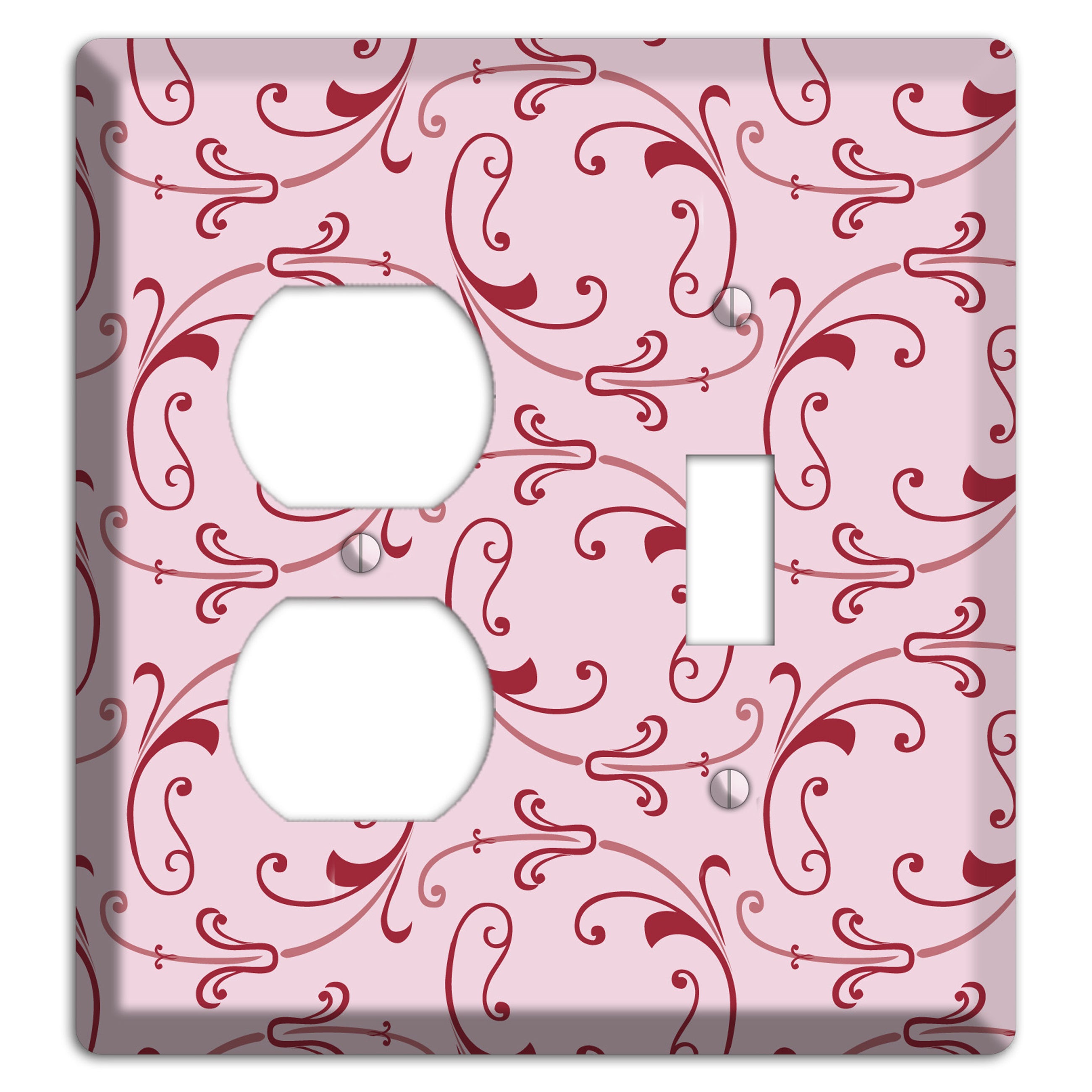 Pink Victorian Sprig Duplex / Toggle Wallplate