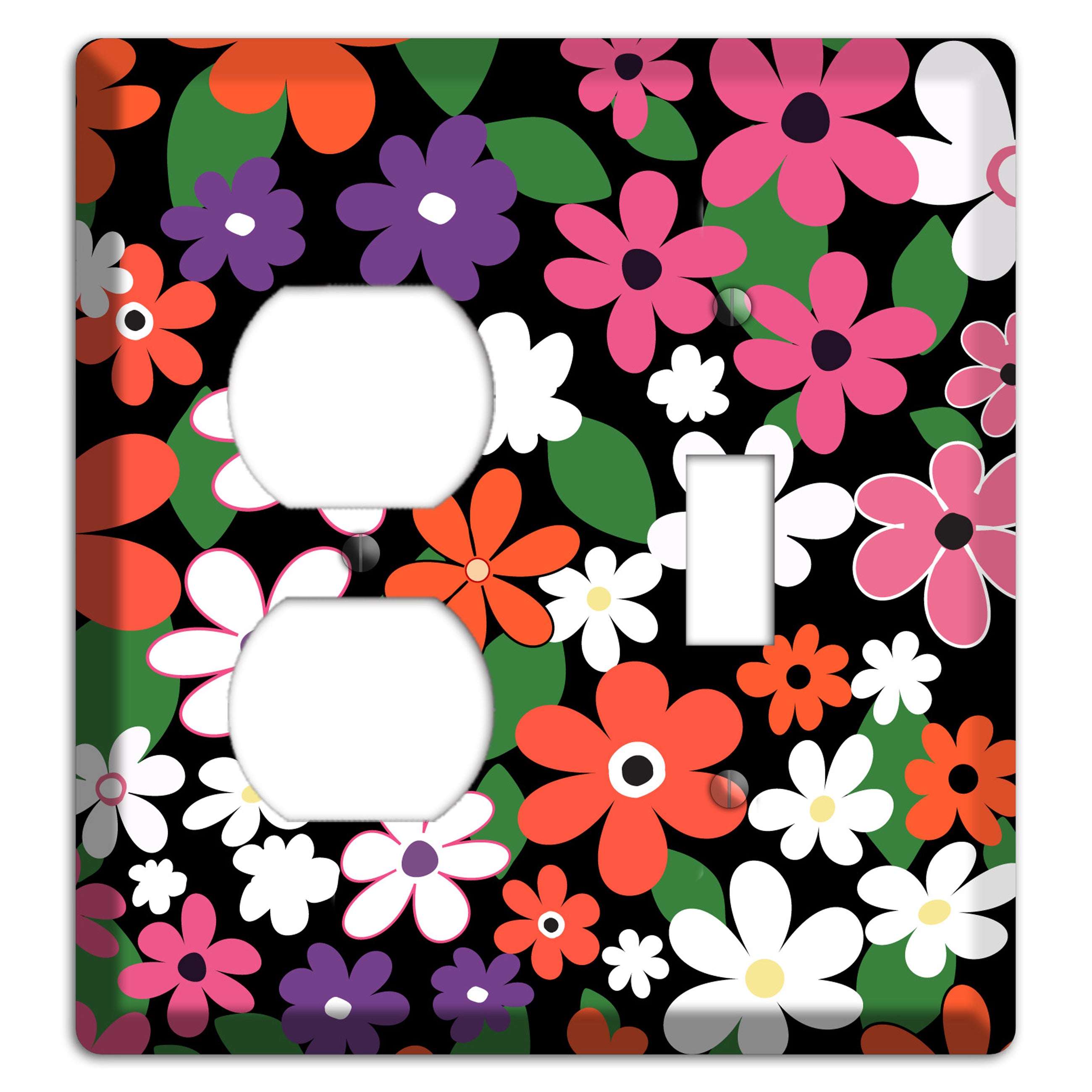 Hippie Flowers Duplex / Toggle Wallplate