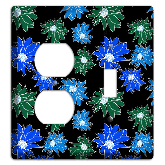 Blue and Green Flowers Duplex / Toggle Wallplate