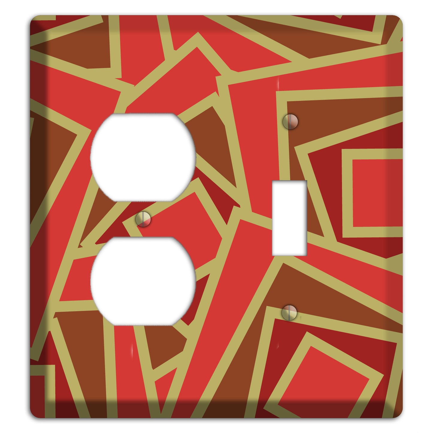 Red and Brown Retro Cubist Duplex / Toggle Wallplate
