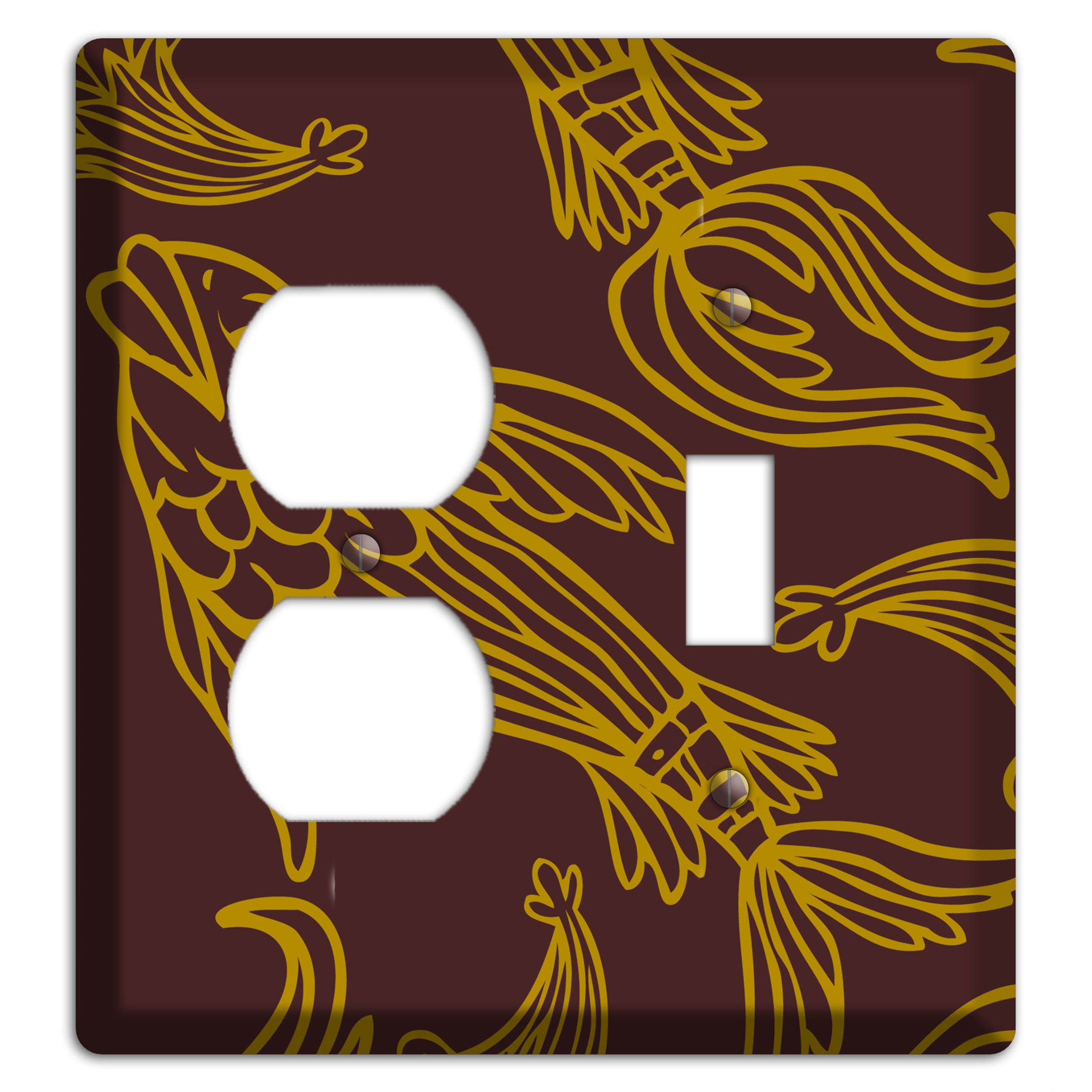 Brown and Beige Koi Duplex / Toggle Wallplate