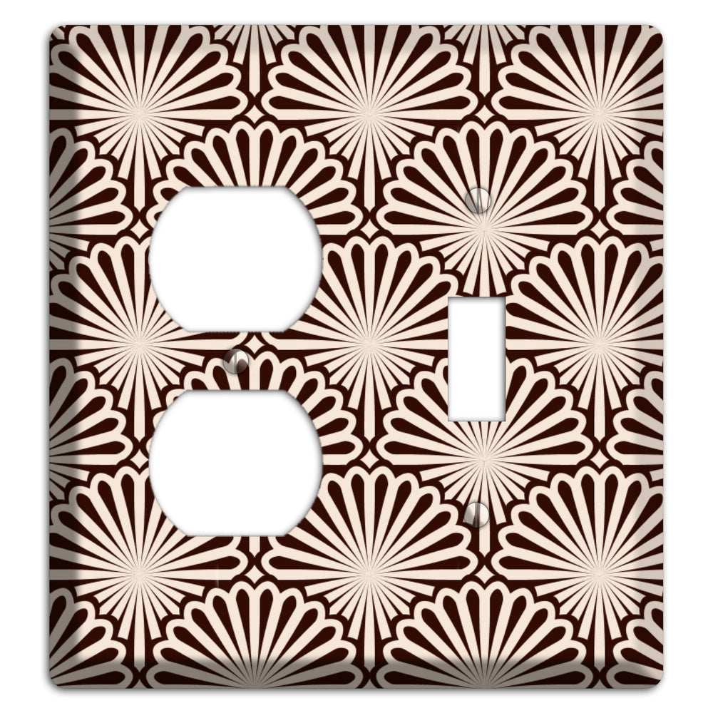 Black and White Deco Scallop Fans Duplex / Toggle Wallplate