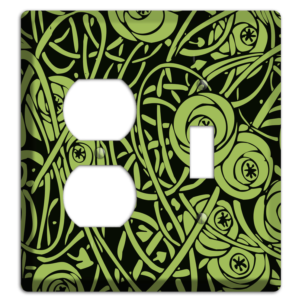 Green Deco Floral Duplex / Toggle Wallplate