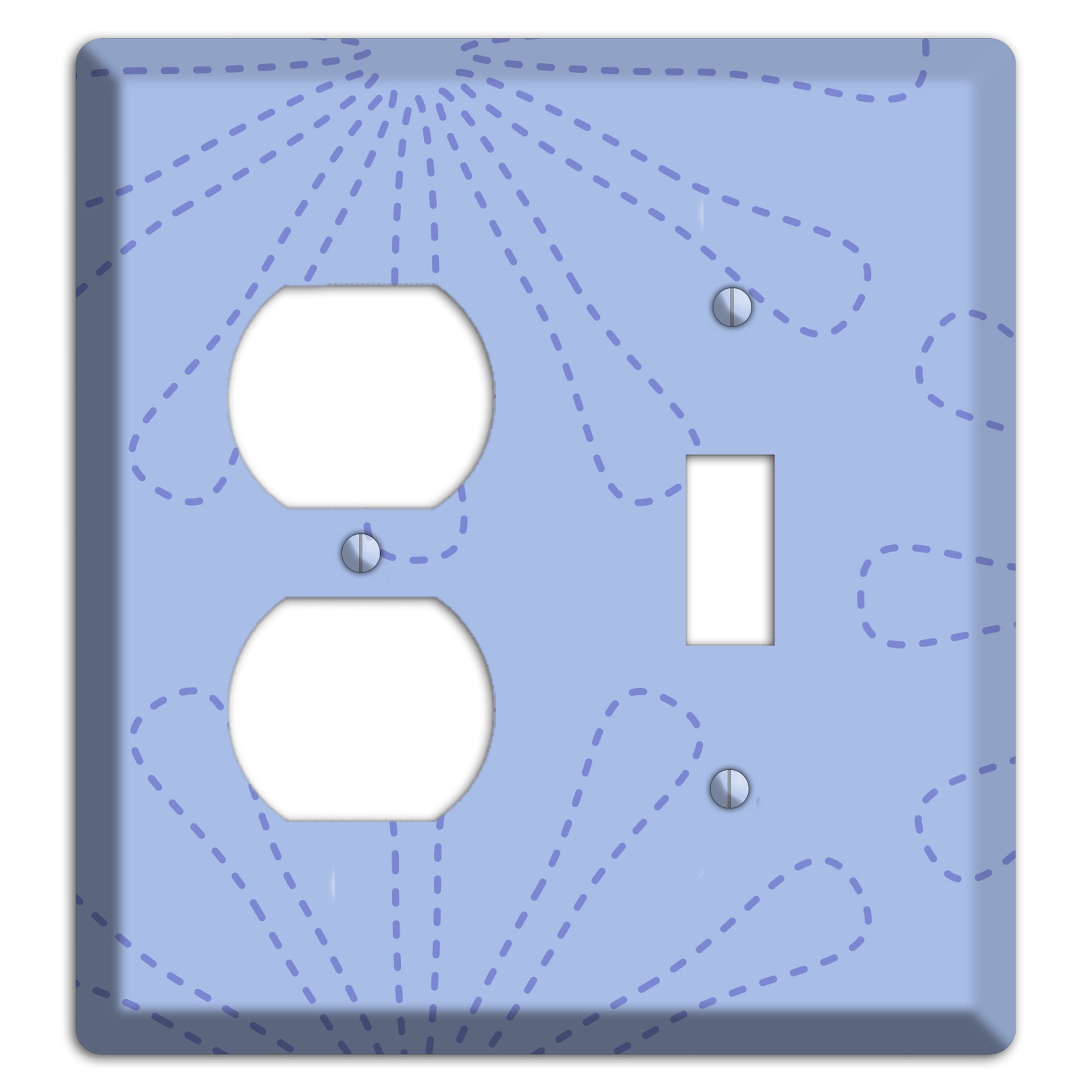 Periwinkle Retro Stipple Floral Contour Duplex / Toggle Wallplate