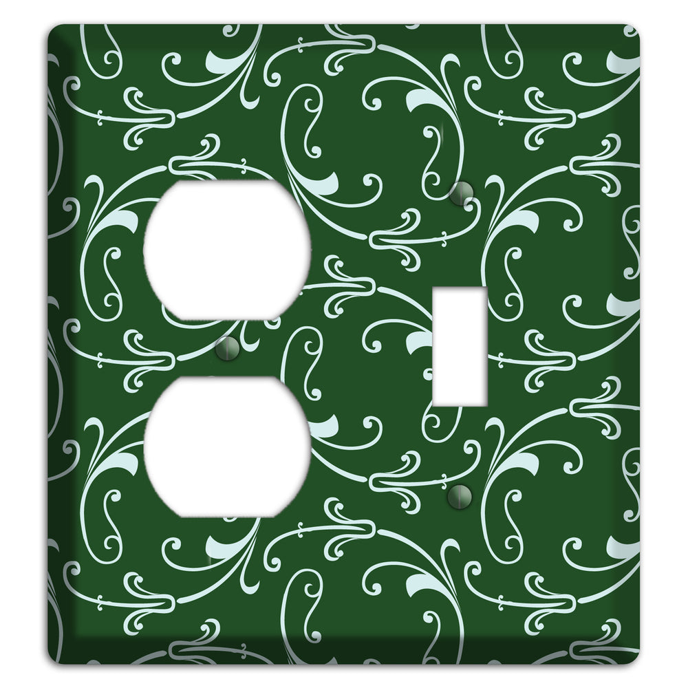 Green Victorian Sprig Duplex / Toggle Wallplate