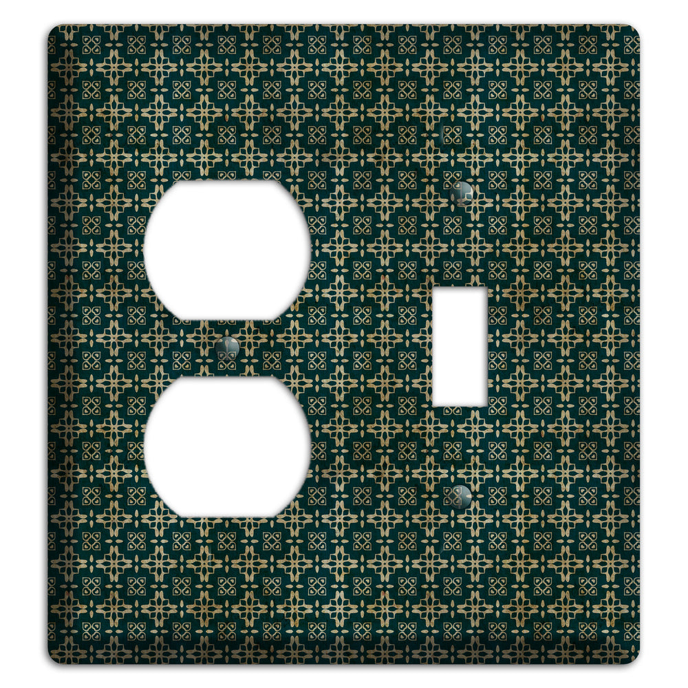 Dark Green Grunge Arabesque Duplex / Toggle Wallplate
