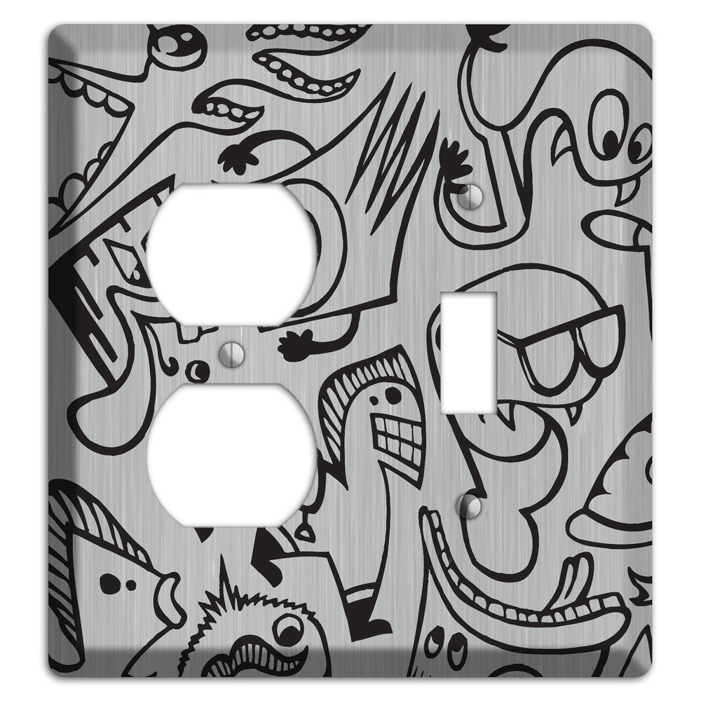 Whimsical Faces 1 Stainless Steel Duplex / Toggle Wallplate