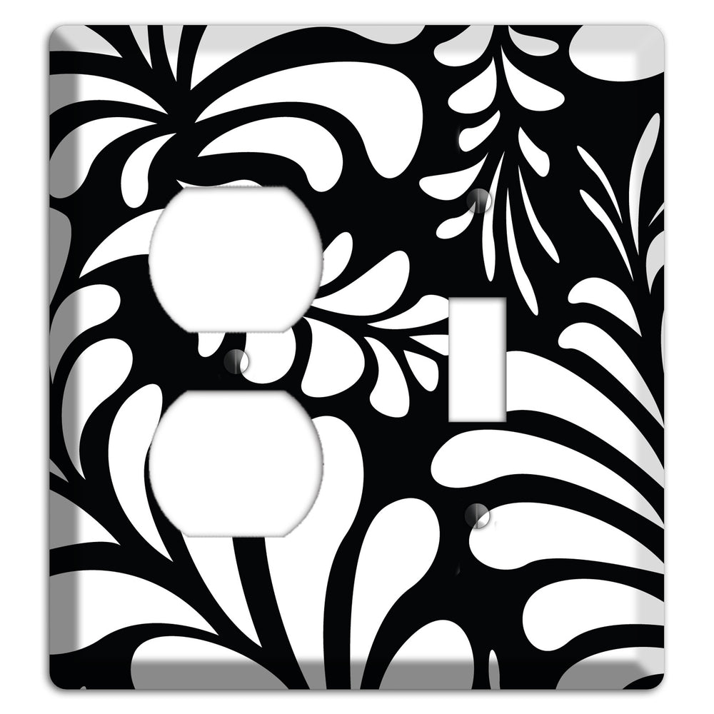Black with White Herati Duplex / Toggle Wallplate