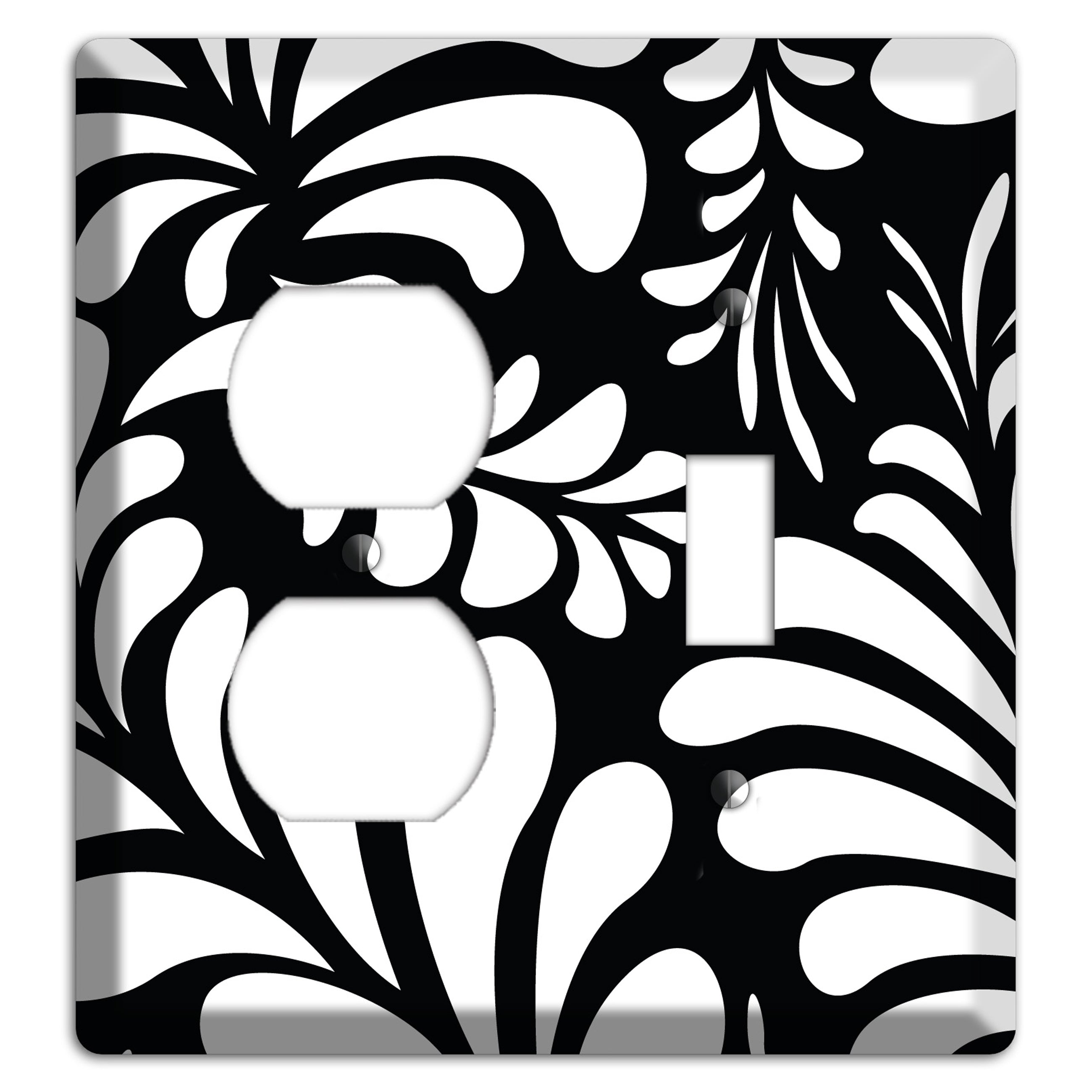 Black with White Herati Duplex / Toggle Wallplate