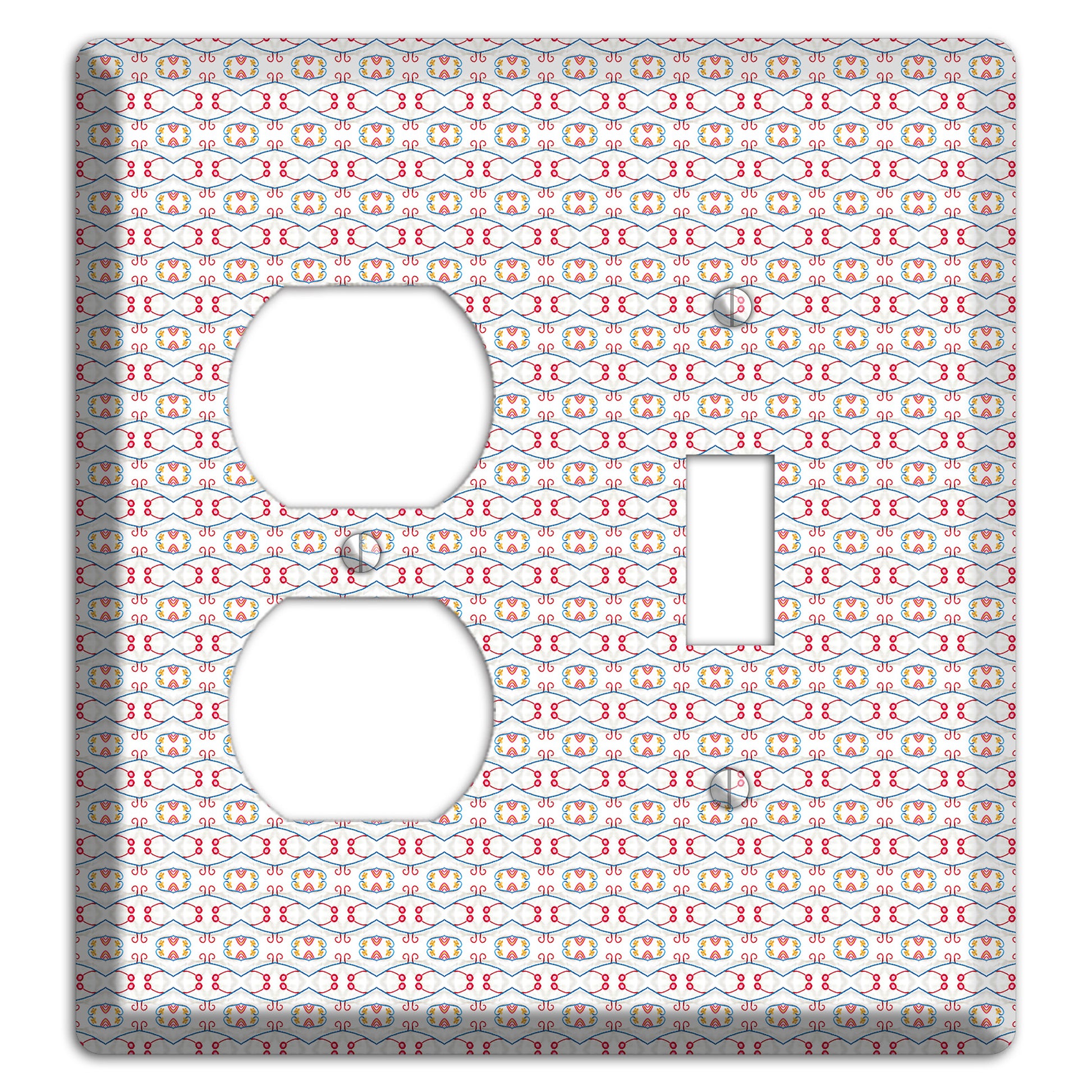 White with Red Tapestry Contour Duplex / Toggle Wallplate