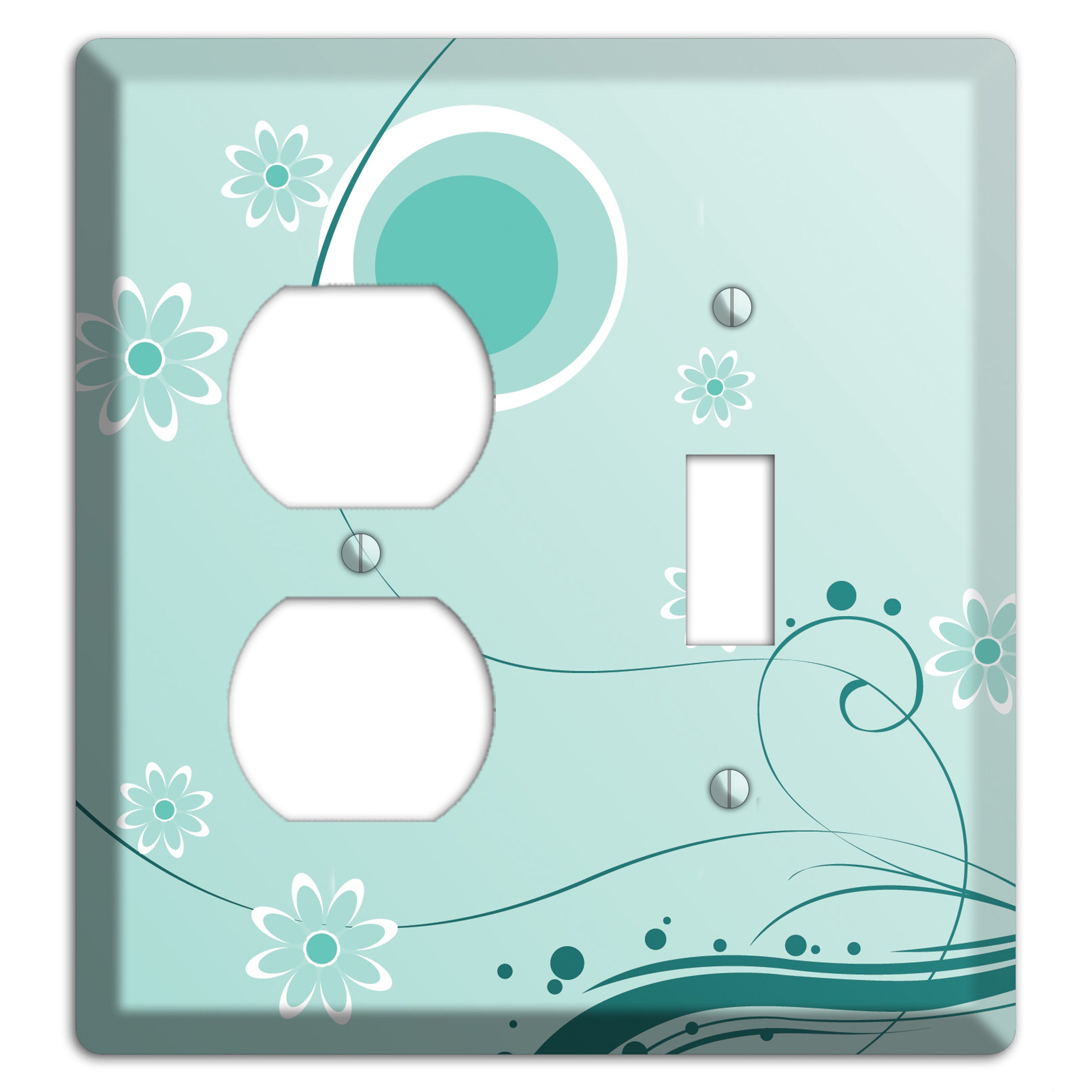 Light Green Floral Duplex / Toggle Wallplate