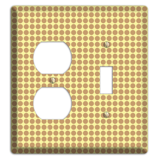 Yellow with Light Brown Tiled Small Dots Duplex / Toggle Wallplate