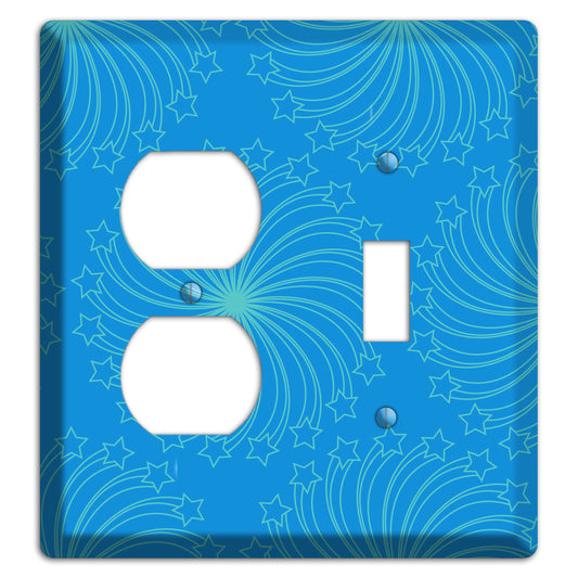 Multi Blue Star Swirl Duplex / Toggle Wallplate