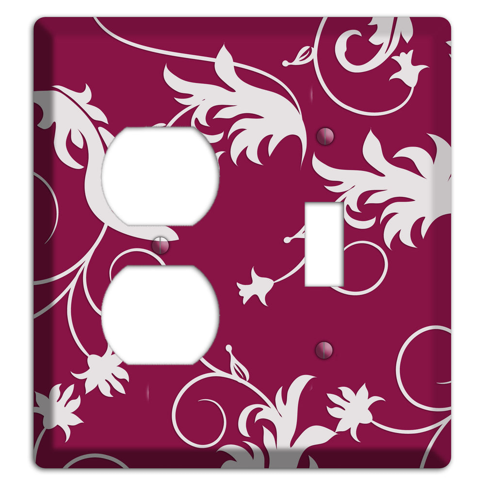 Fuschia Victorian Sprig Duplex / Toggle Wallplate