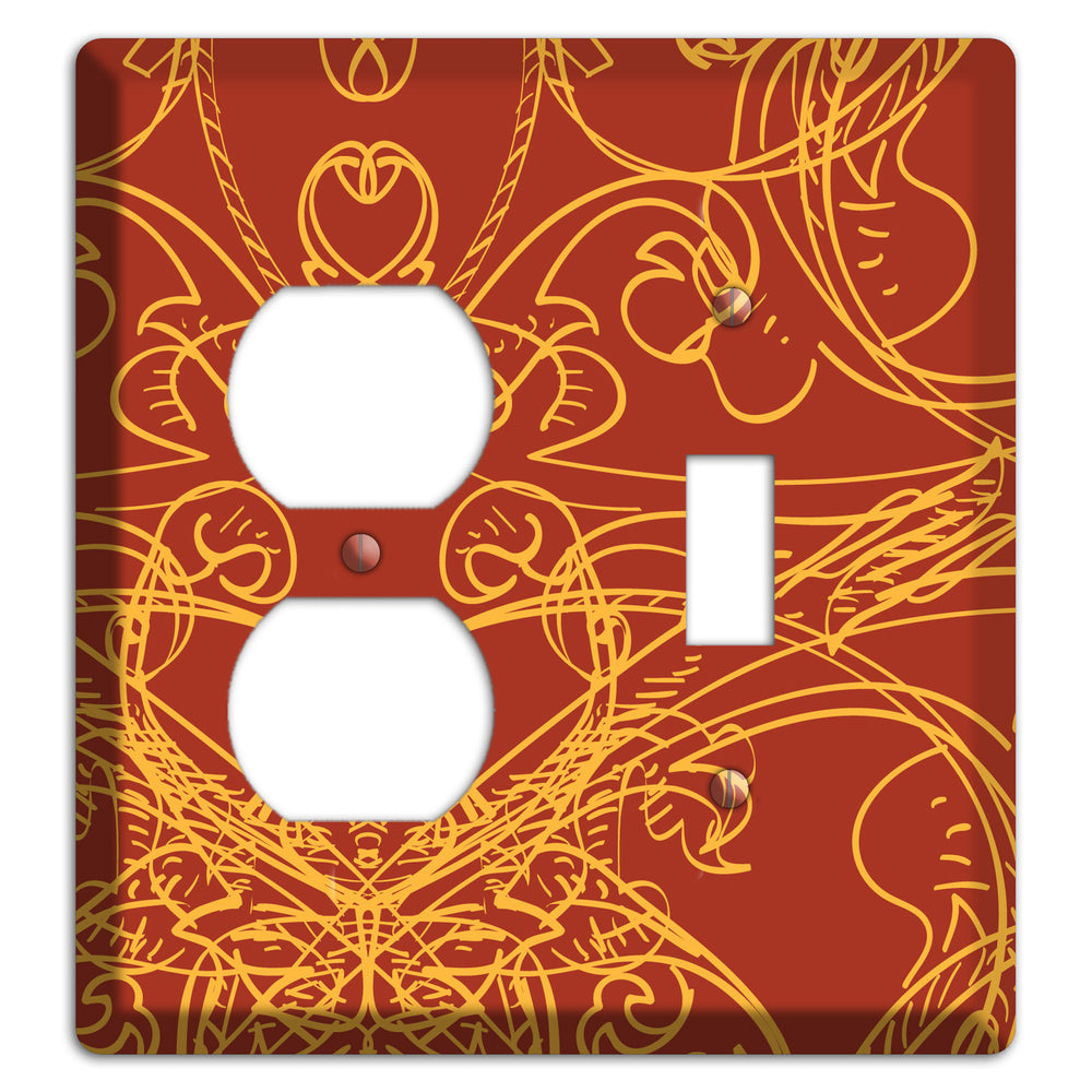 Red Deco Sketch Duplex / Toggle Wallplate