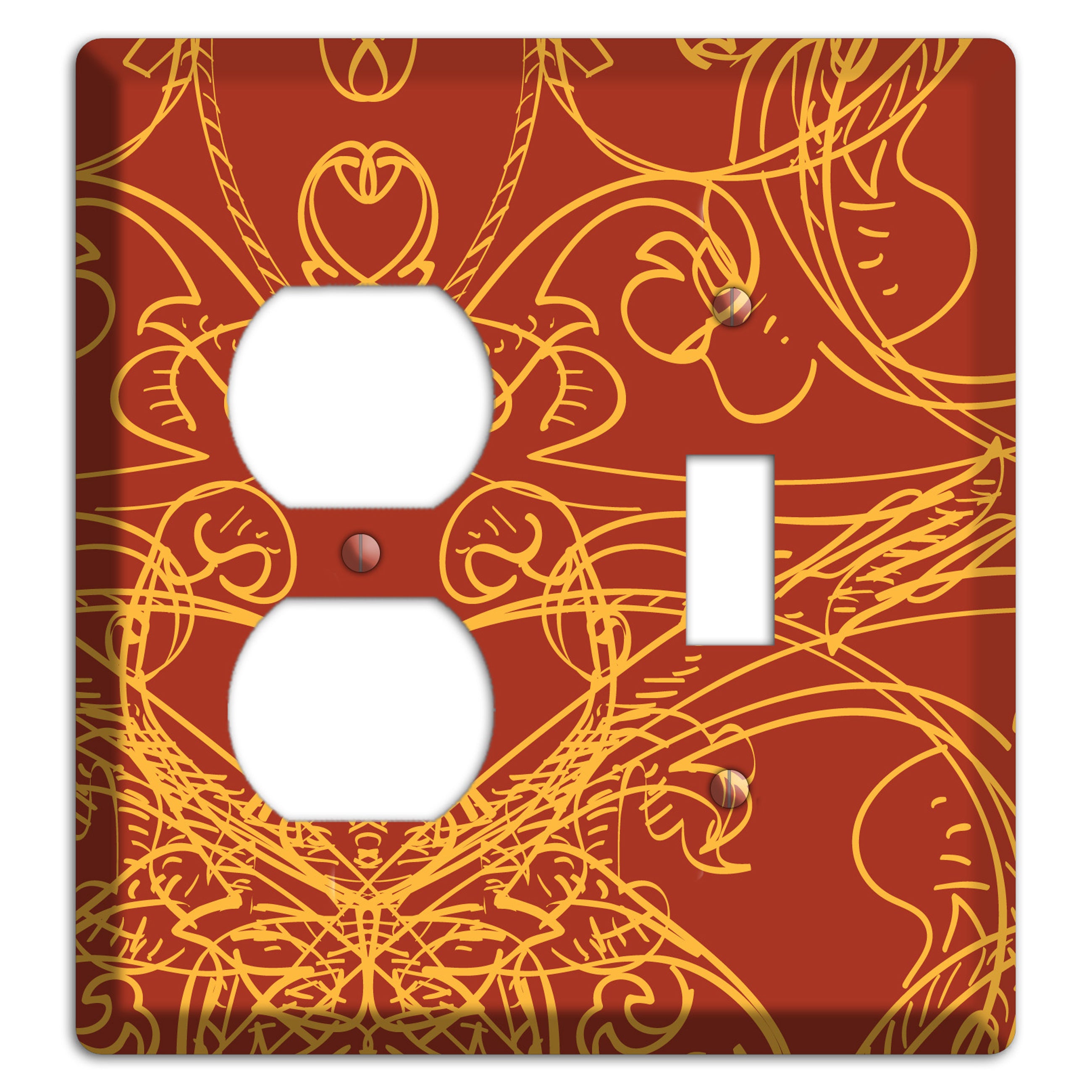 Red Deco Sketch Duplex / Toggle Wallplate