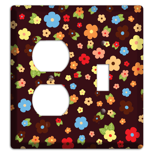 Brown Tiny Delicate Flowers Duplex / Toggle Wallplate