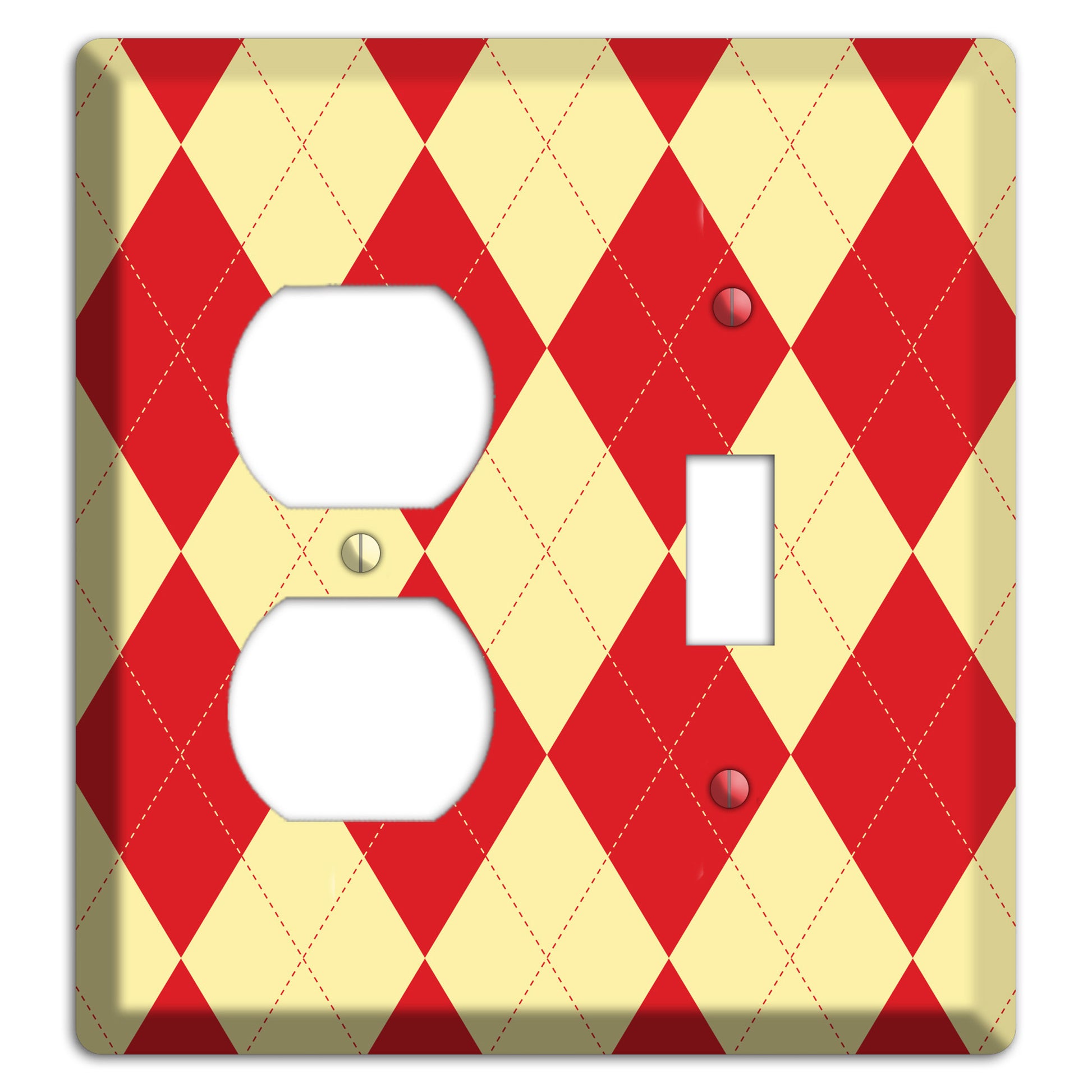 Orange and Yellow Argyle Duplex / Toggle Wallplate