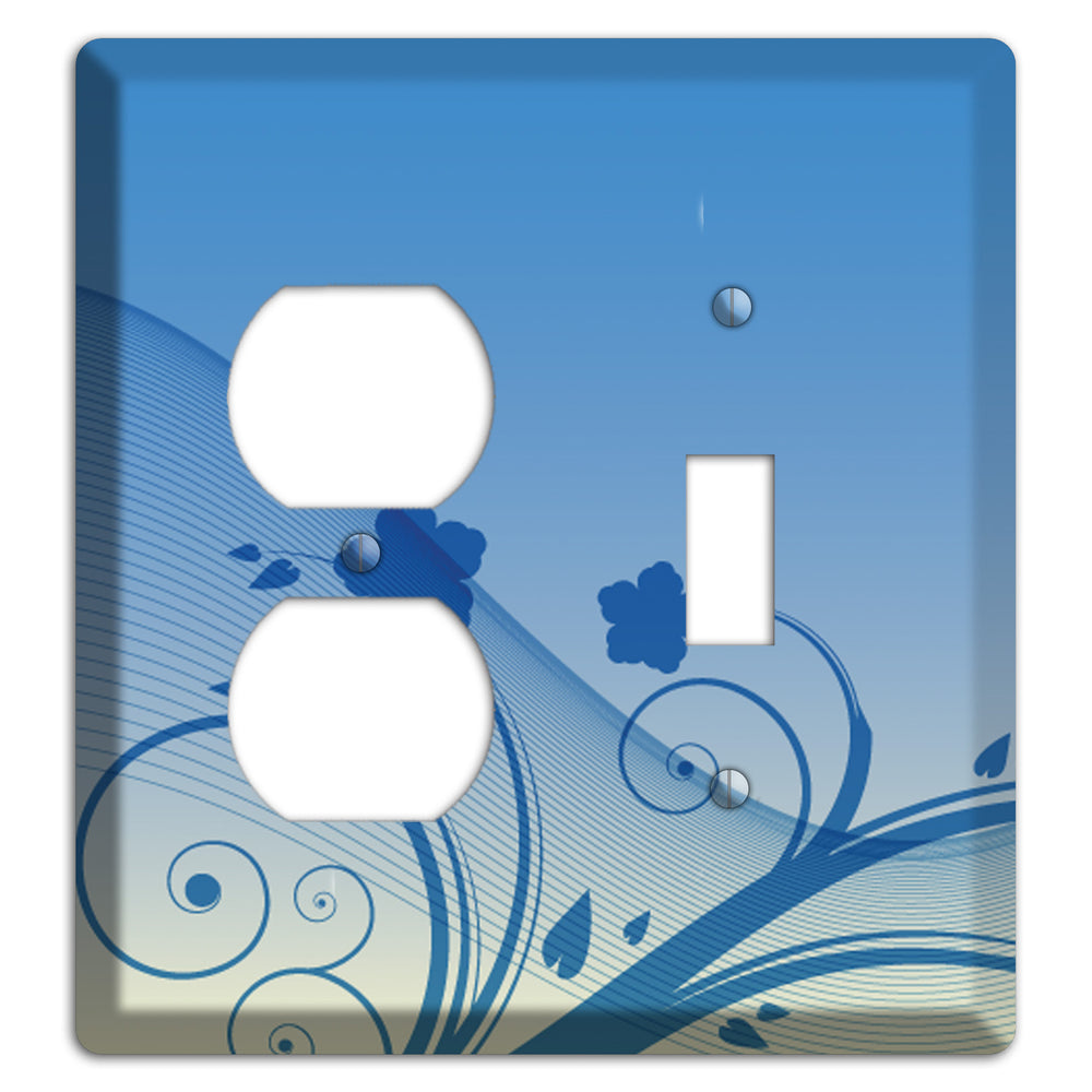 Blue Swirls Duplex / Toggle Wallplate
