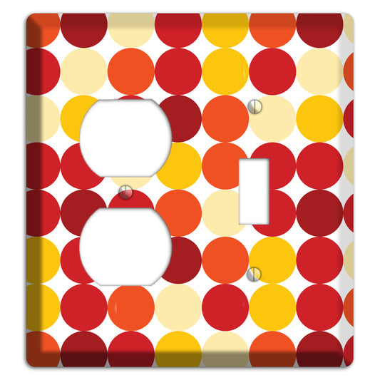 Multi Red and Beige Dots Duplex / Toggle Wallplate