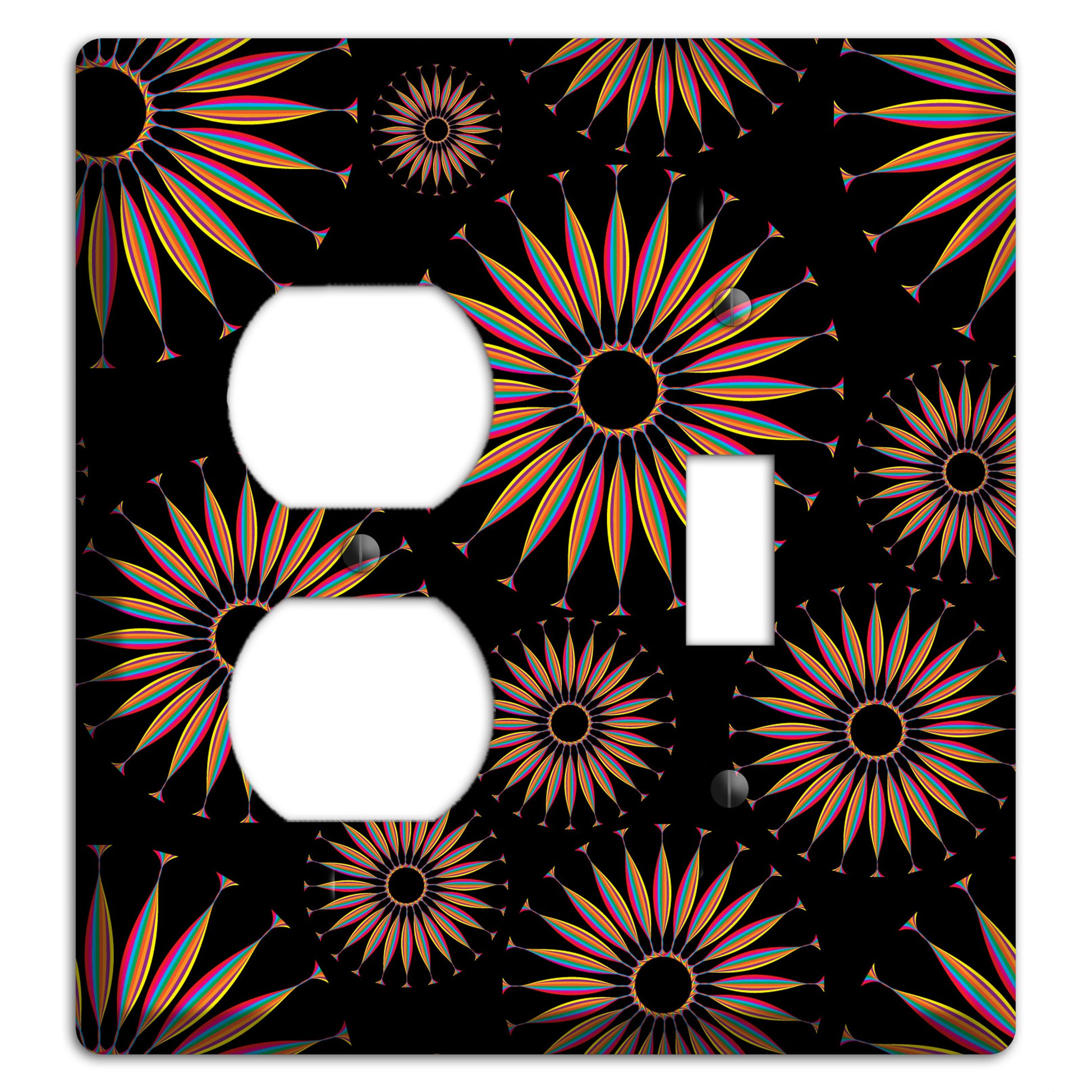 Black with Multi Suzani Duplex / Toggle Wallplate