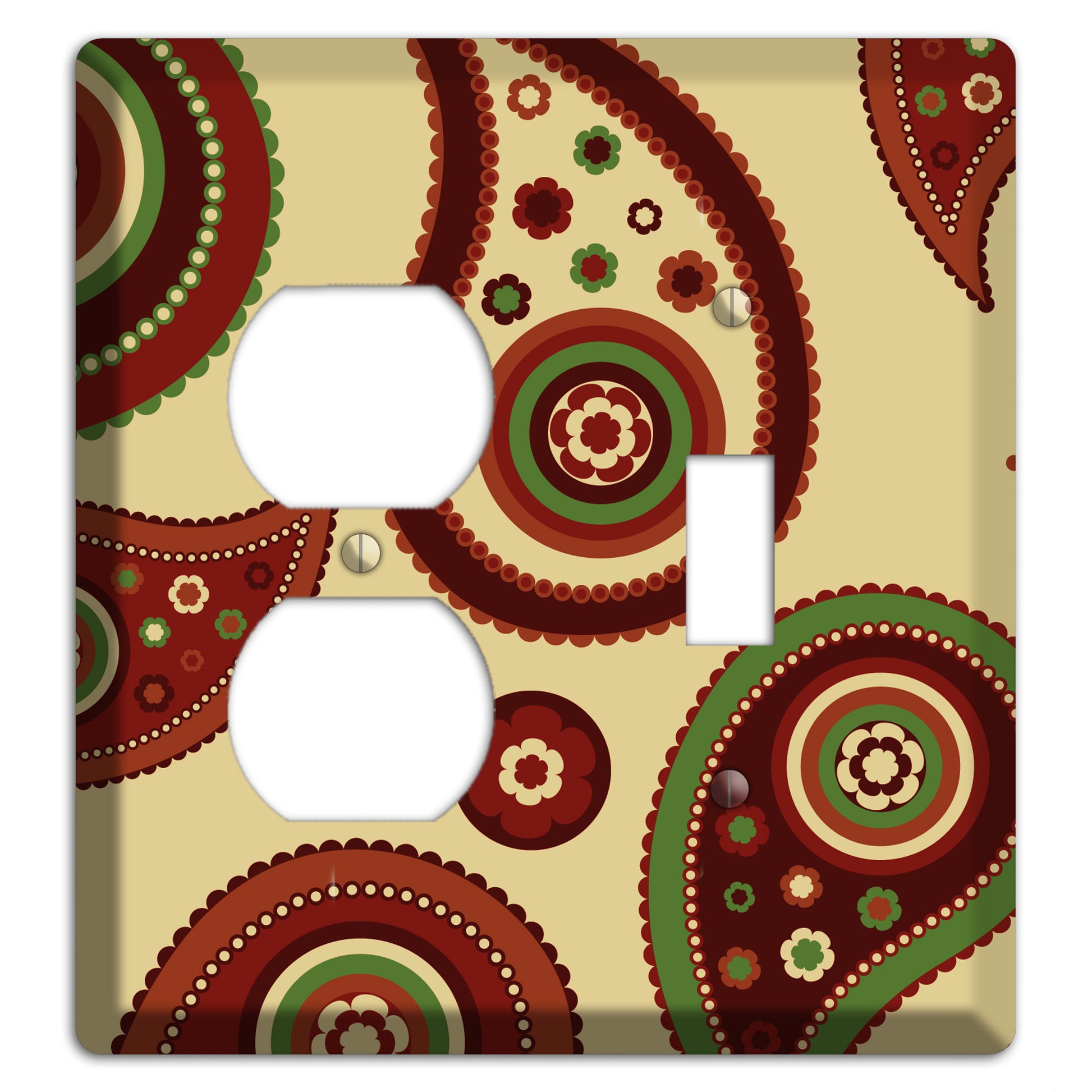 Beige Paisley Duplex / Toggle Wallplate