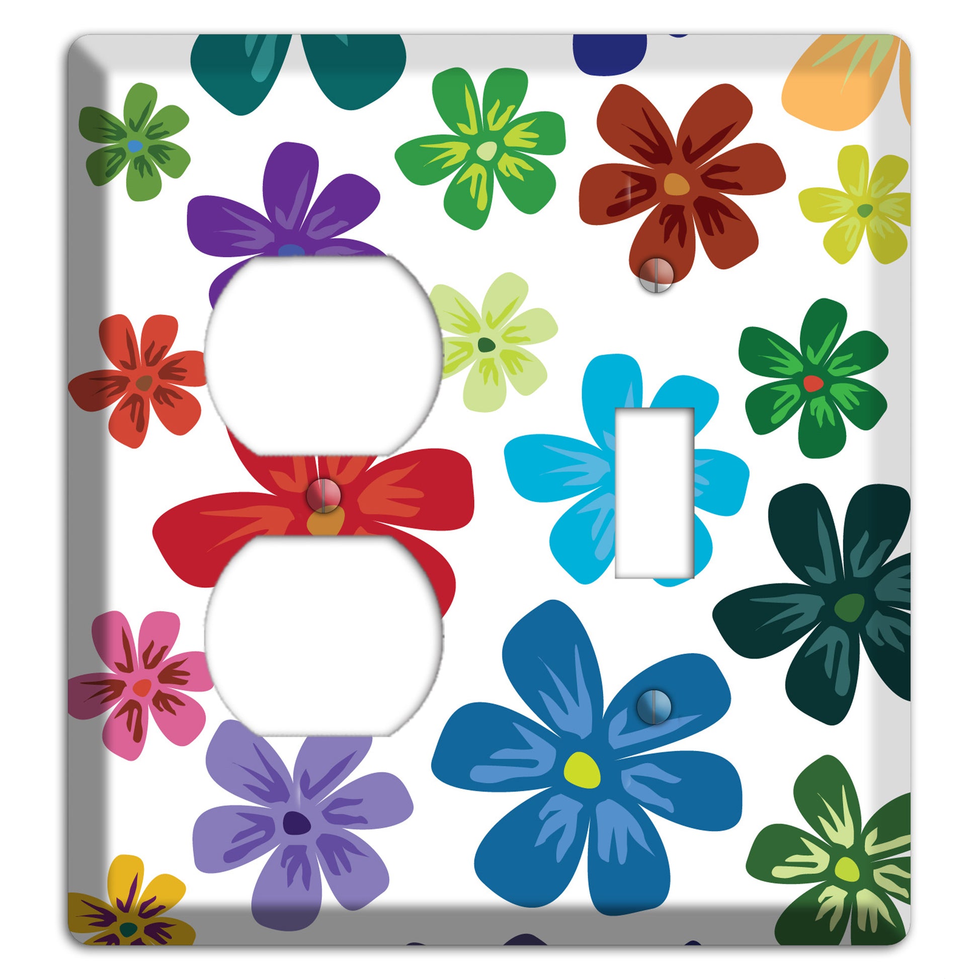 White Flowers Duplex / Toggle Wallplate