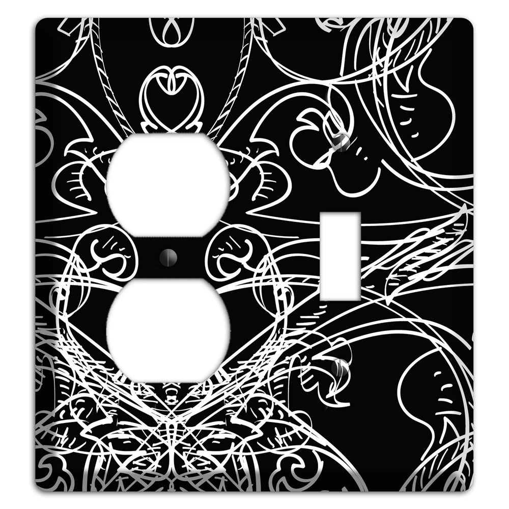 Black Deco Sketch Duplex / Toggle Wallplate