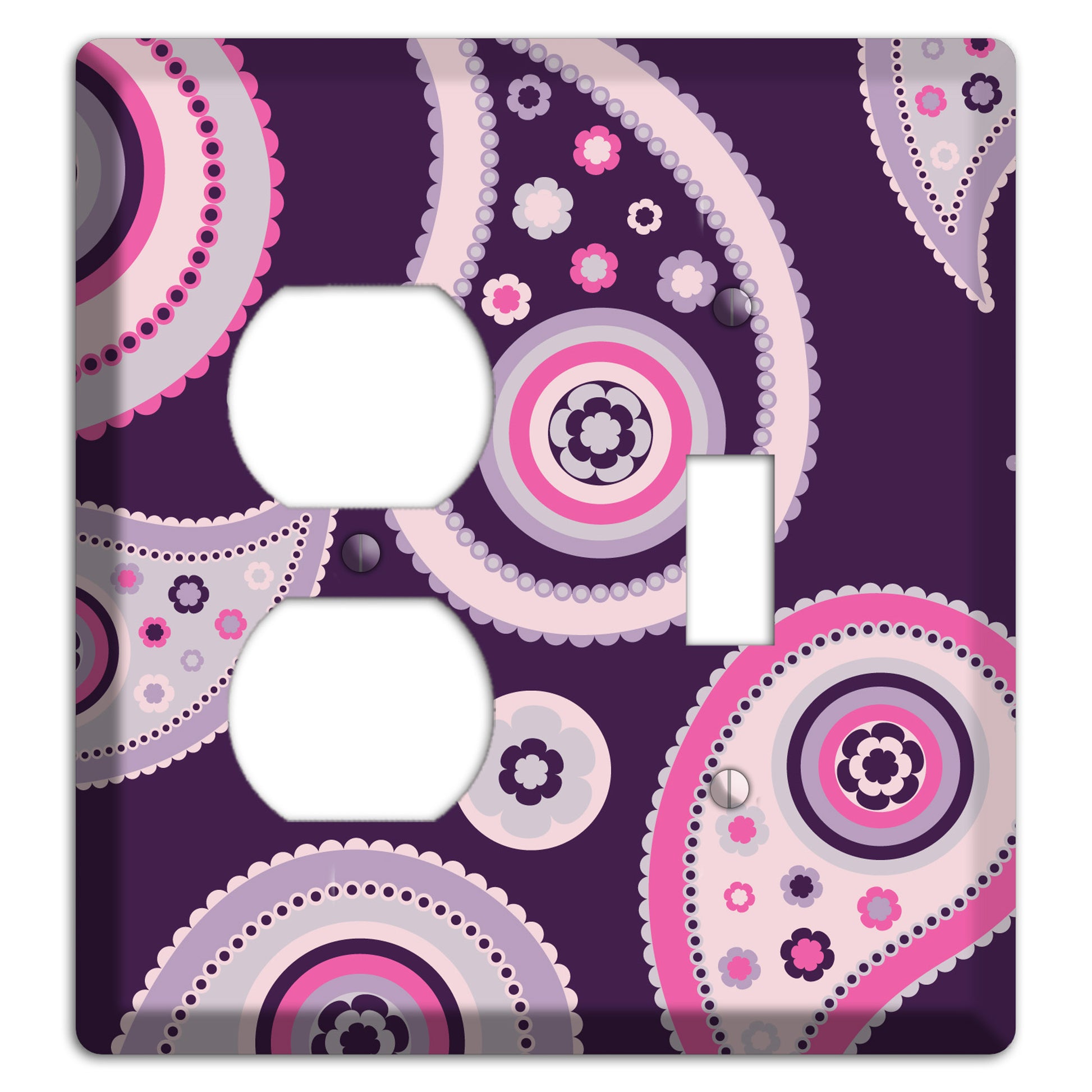 Purple Paisley Duplex / Toggle Wallplate