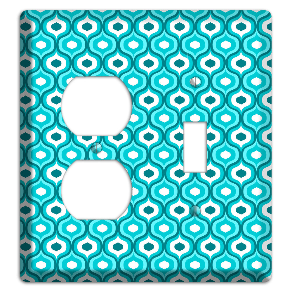 Multi Turquoise Double Scallop 2 Duplex / Toggle Wallplate