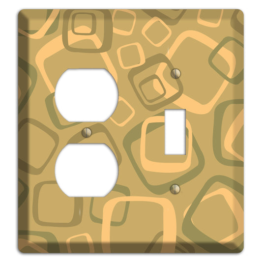 Multi Olive Random Retro Squares Duplex / Toggle Wallplate