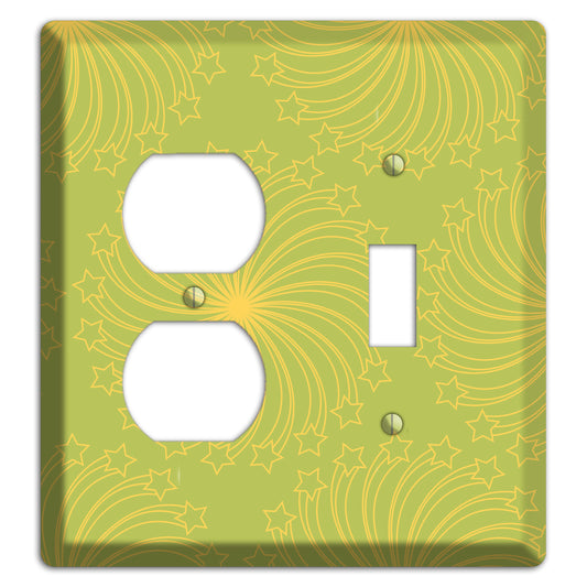 Multi Lime Star Swirl Duplex / Toggle Wallplate