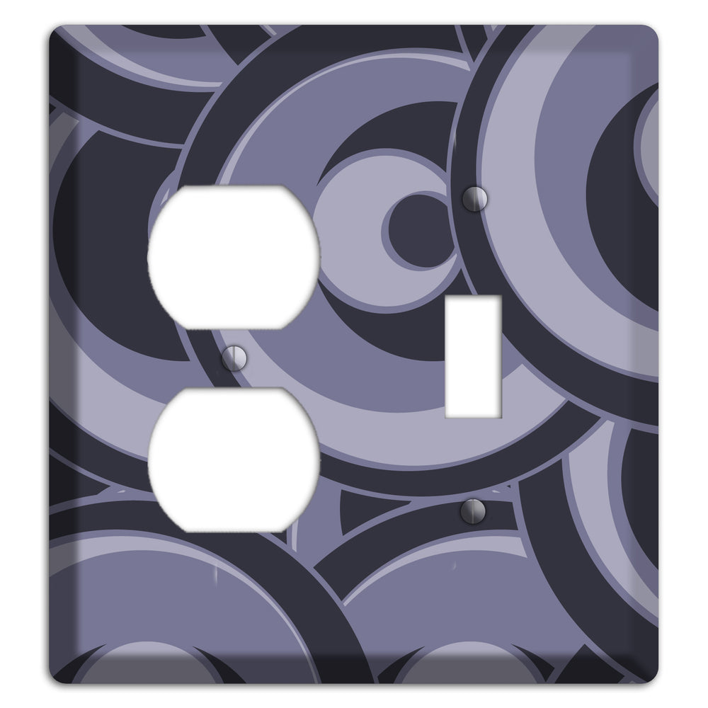 Black and Purple-grey Deco Circles Duplex / Toggle Wallplate