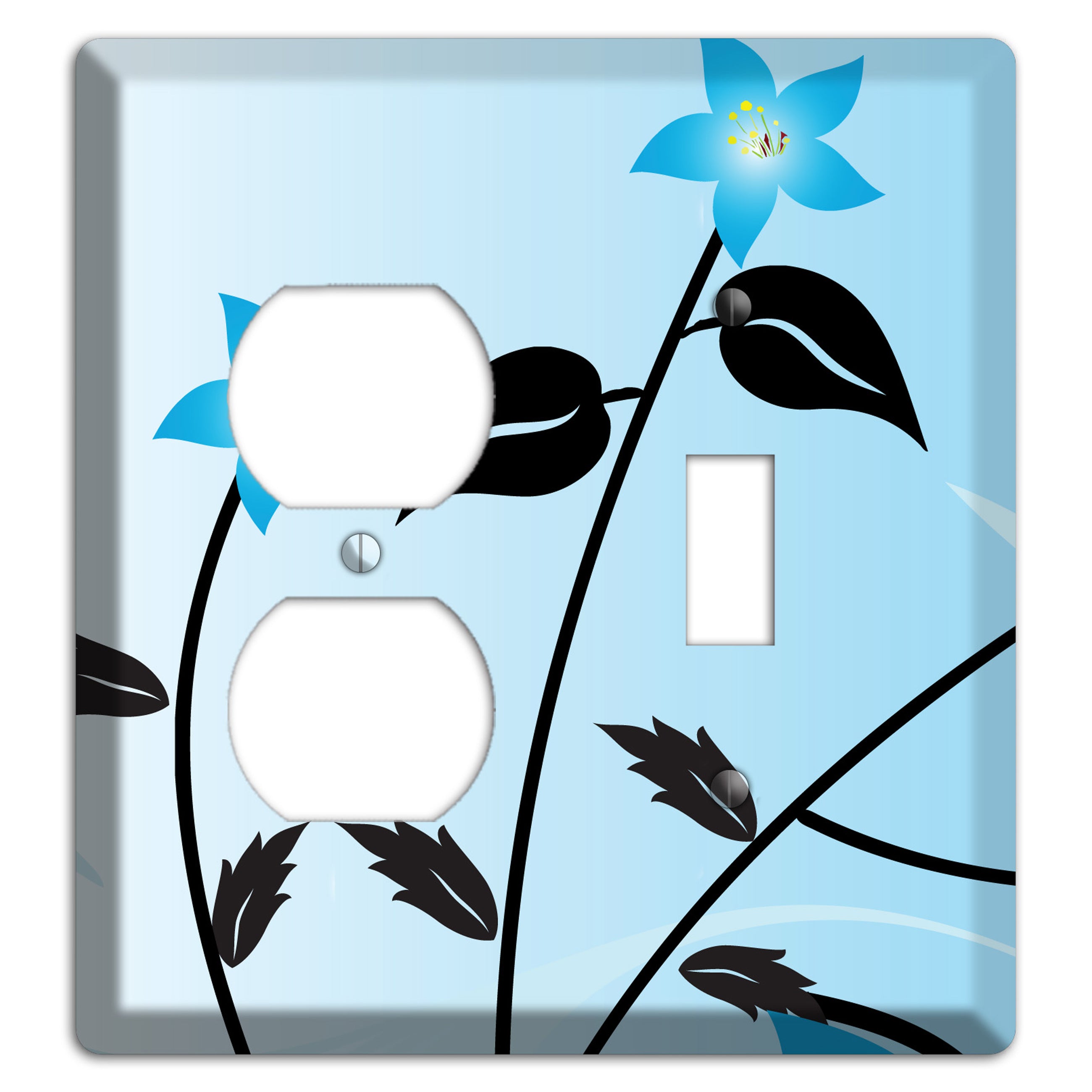 Blue Double Sprig Duplex / Toggle Wallplate