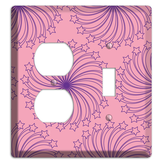 Pink with Purple Star Swirl Duplex / Toggle Wallplate