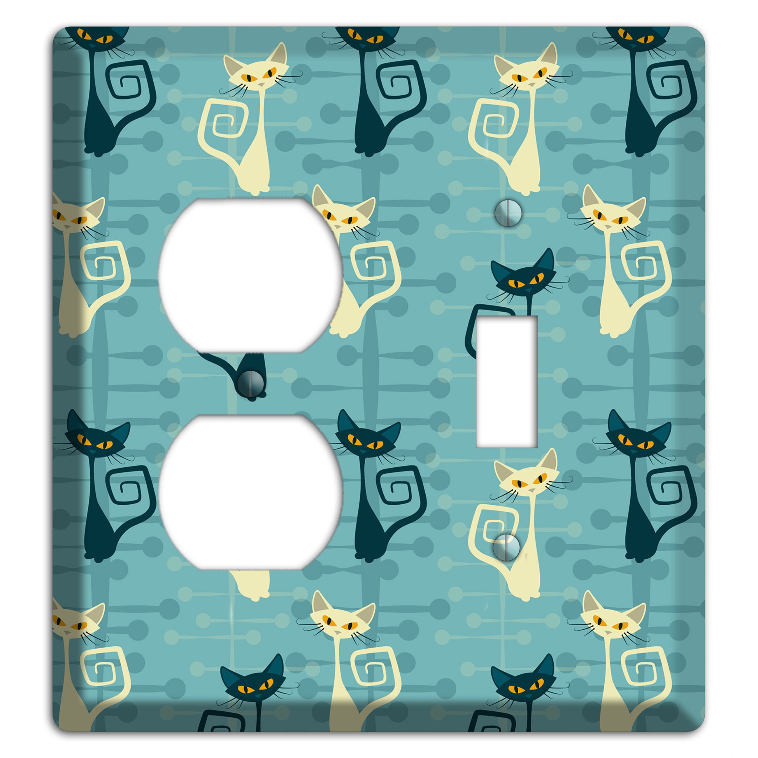 Black and Yellow Kitties Duplex / Toggle Wallplate