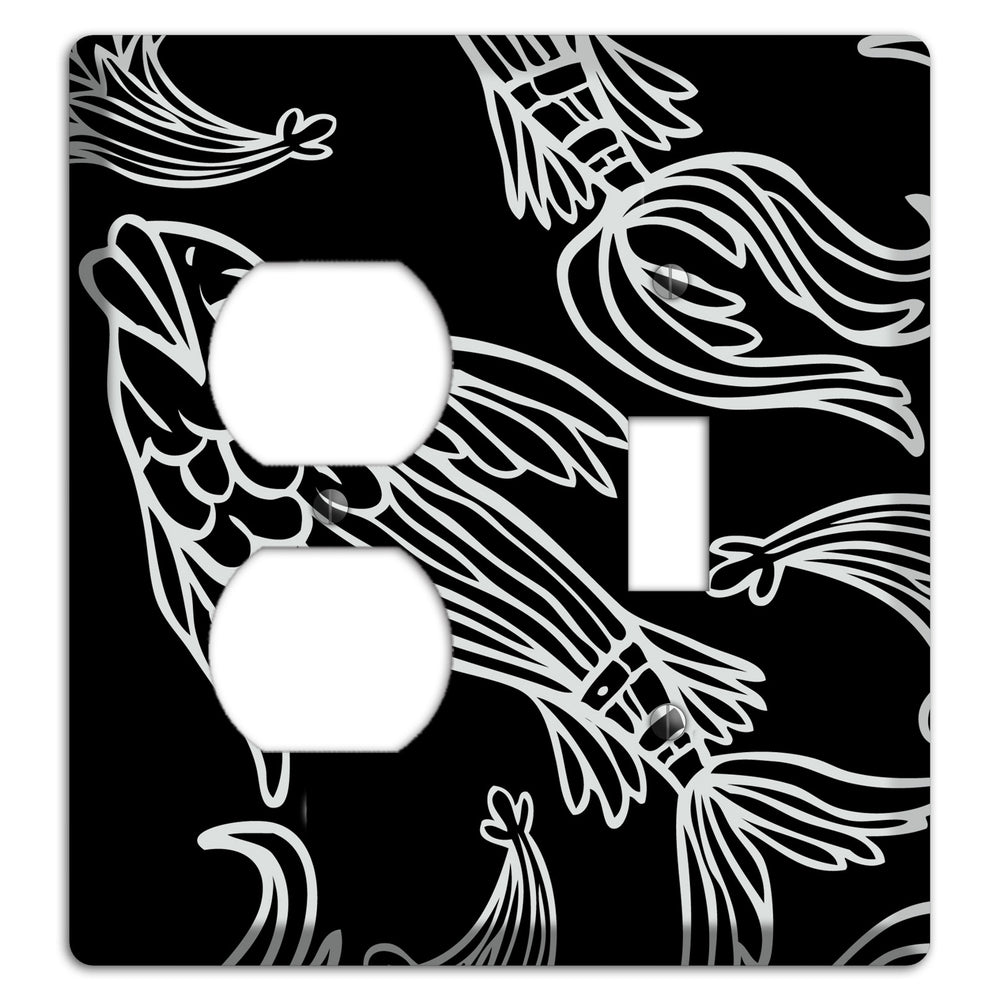 Black and White Koi Duplex / Toggle Wallplate