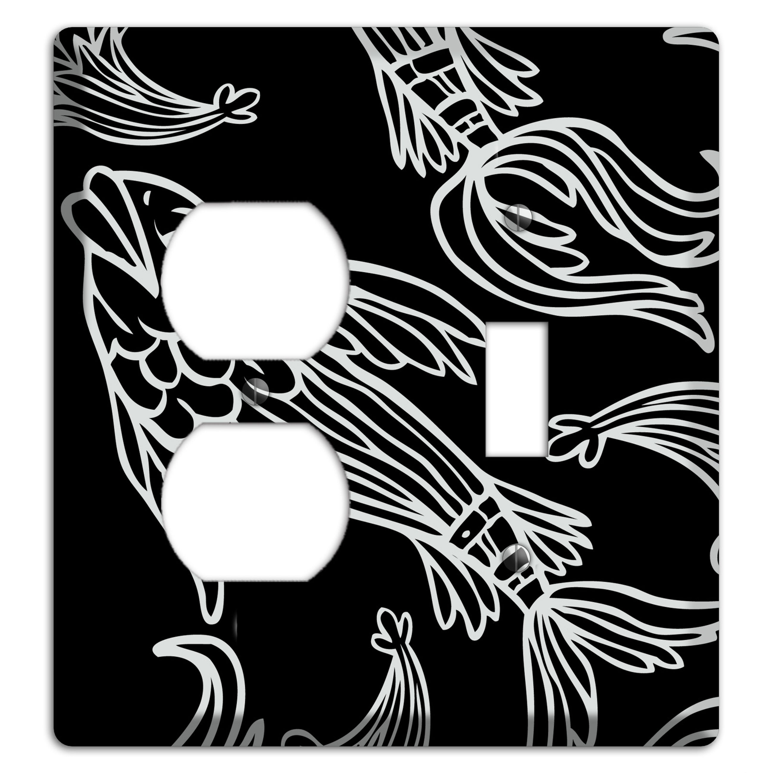 Black and White Koi Duplex / Toggle Wallplate