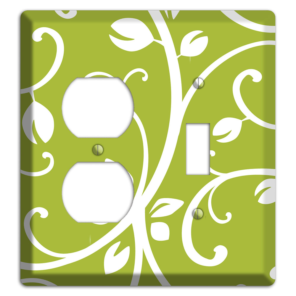 Green Bud Sprig Duplex / Toggle Wallplate