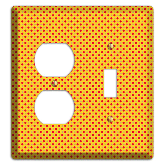 Orange with Maroon Tiny Polka Dots Duplex / Toggle Wallplate