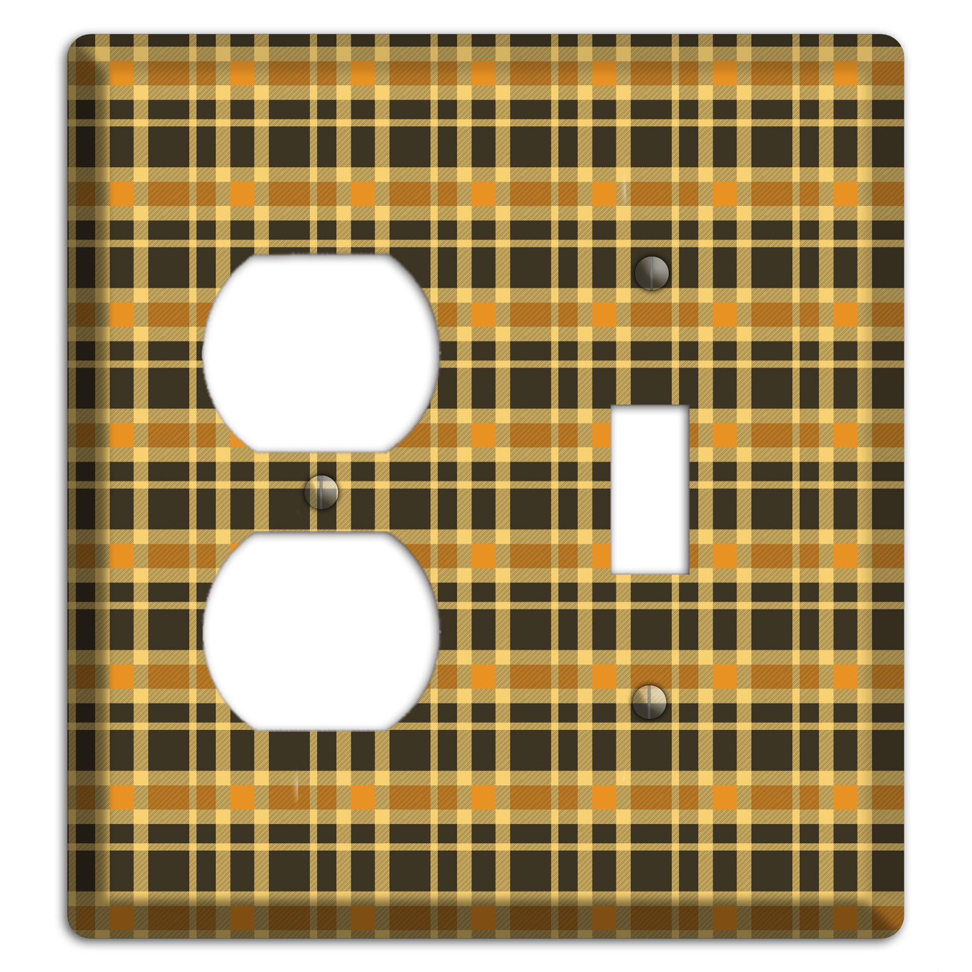 Mustard and Black Plaid Duplex / Toggle Wallplate