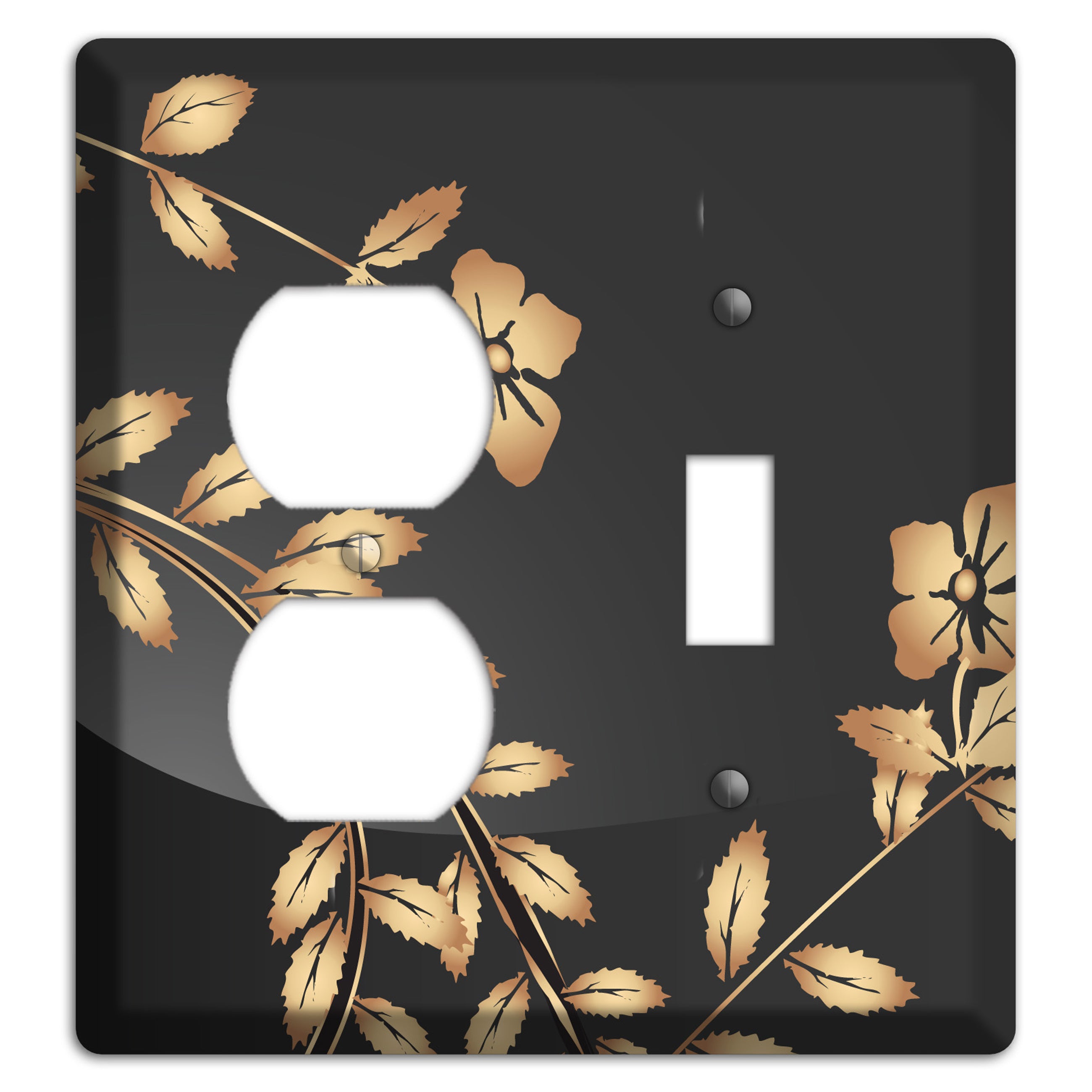 Black Sprig Duplex / Toggle Wallplate