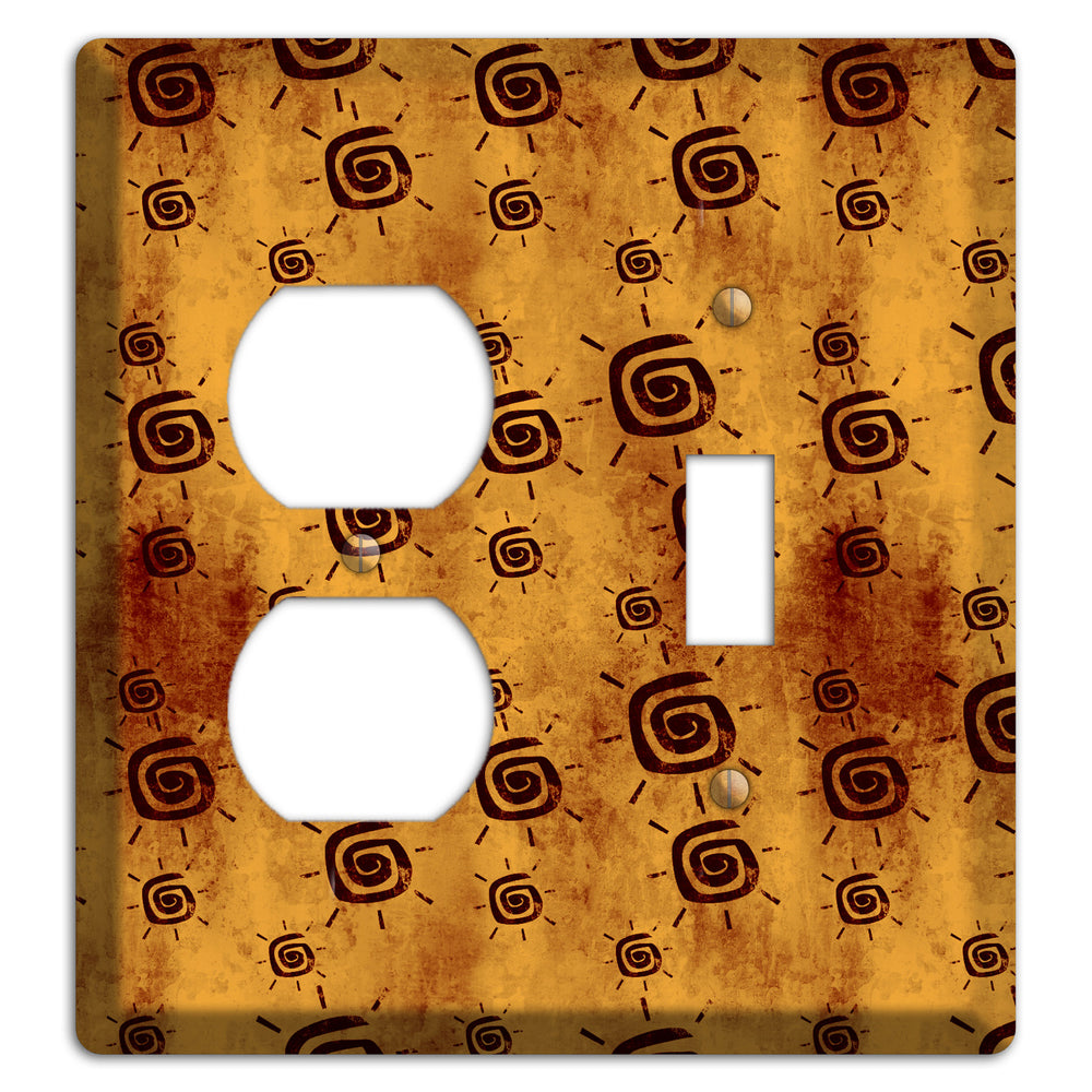 Mustard with Maroon Swirl Duplex / Toggle Wallplate