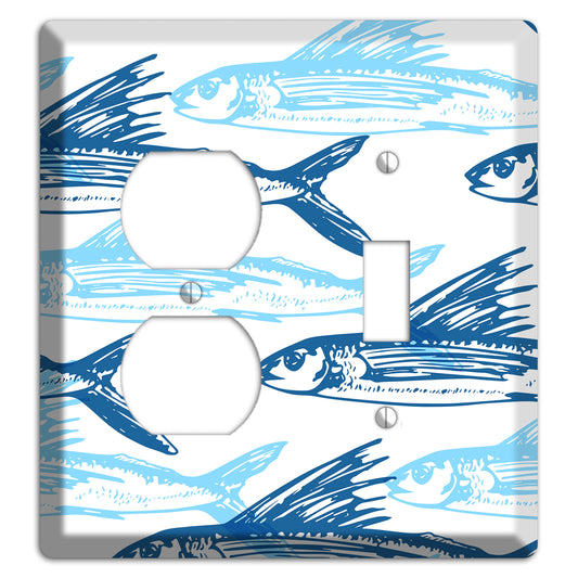 Multi-Blue Fish Duplex / Toggle Wallplate