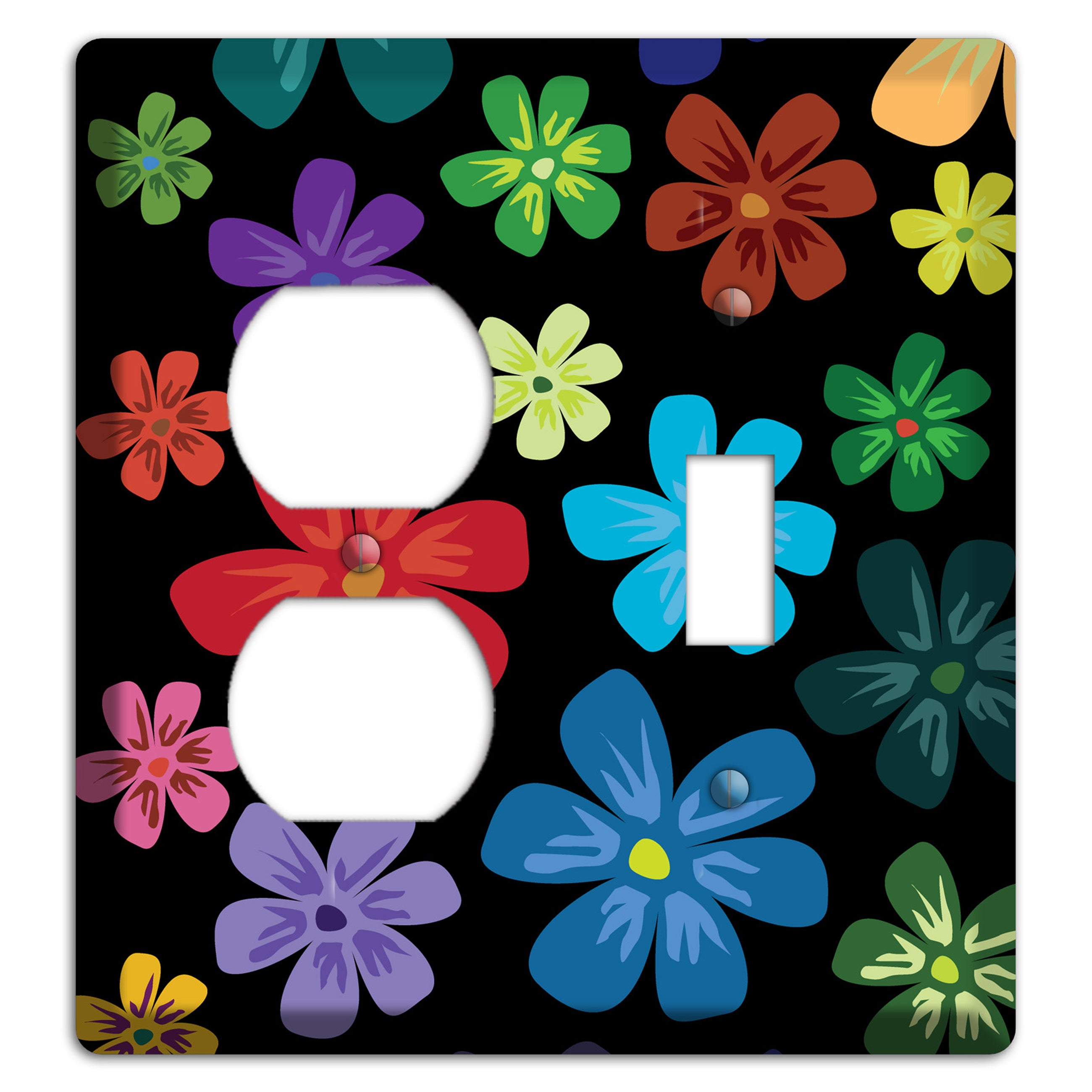 Green Flowers Duplex / Toggle Wallplate