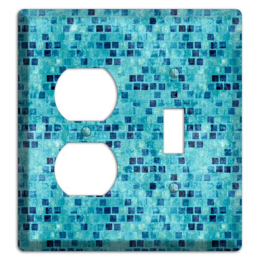Turquoise Grunge Tile Duplex / Toggle Wallplate