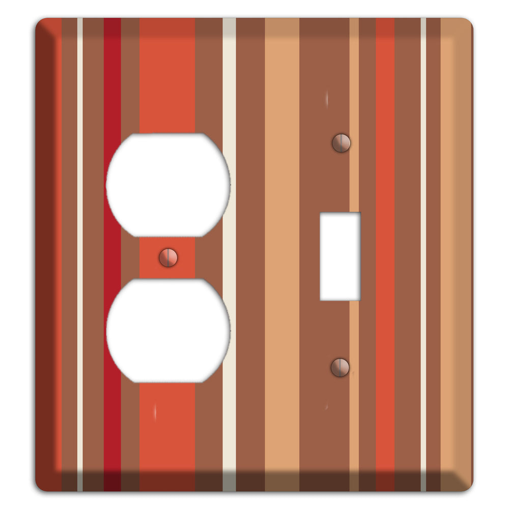 Multi Coral Vertical Stripe Duplex / Toggle Wallplate
