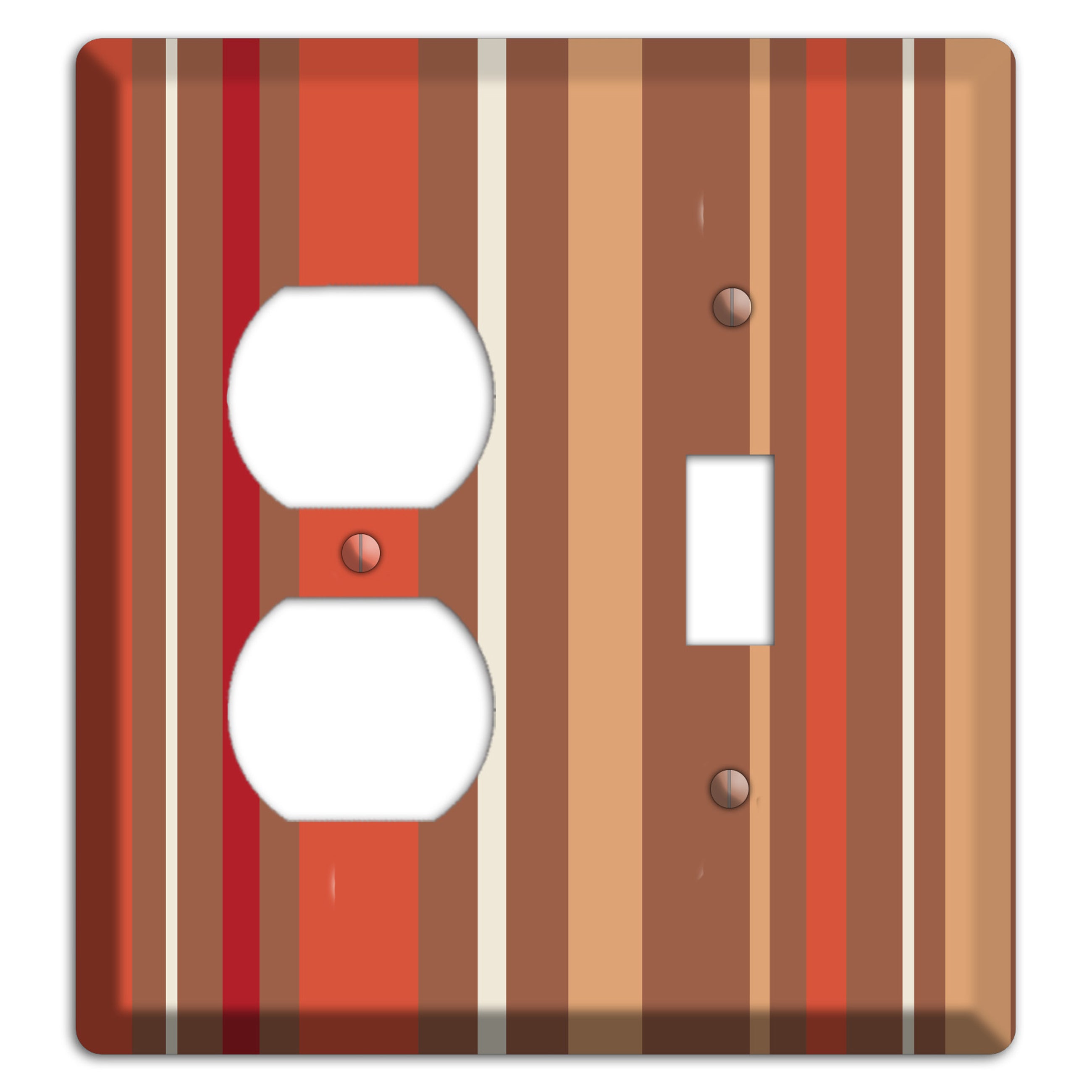 Multi Coral Vertical Stripe Duplex / Toggle Wallplate